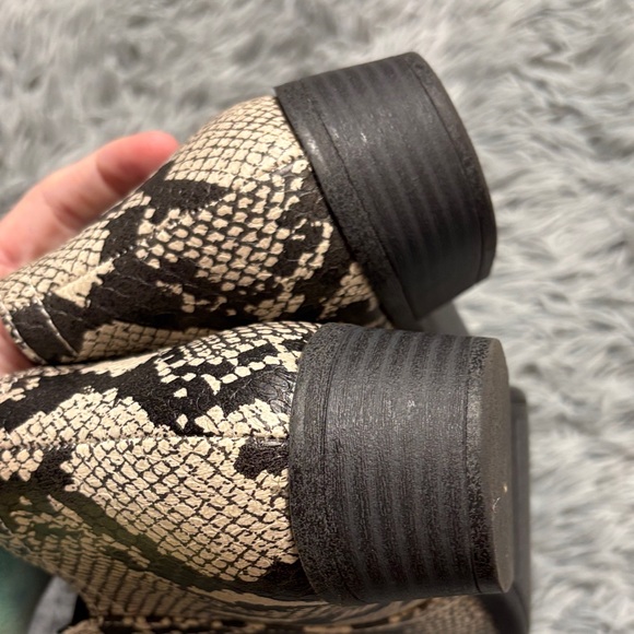 Black and Cream Snakeskin Ankle Boots - Picture 6 of 10